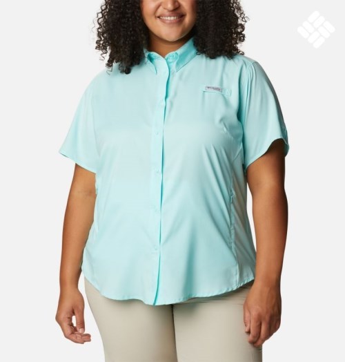 Women's Columbia PFG Tamiami II Short Sleeve Shirts Turquoise | Plus Size CA-E1L50